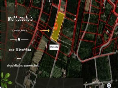 ห้ามพลาด ราคาดี ทำเลน่าเก็บ!! ขายที่ดิน สามพราน นครปฐม สวนส้มโอแปลงสวย ขนาด 1 ไร่ 3 งาน 97 ตร.วา เหมาะสำหรับต่อยอดผลผลิต ปลูกบ้านสวน ทำเลดี