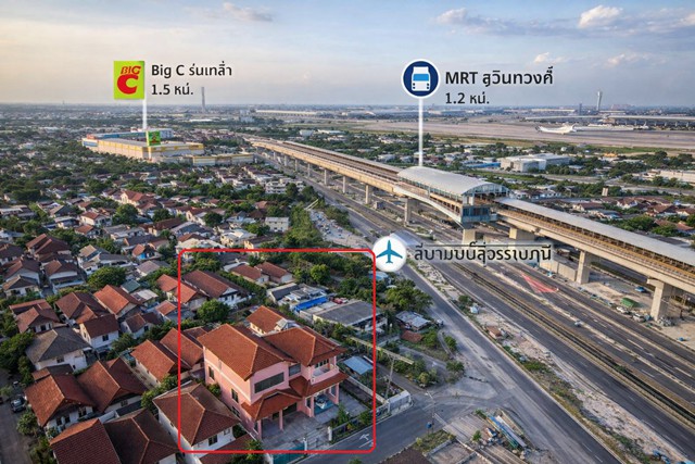 261002ongno ให้เช่า ทาวน์เฮ้าส์ MRT สุวินทวงศ์ 1.2 กม. Big C ร่มเกล้า 1.5 กม.  สุวินทวงศ์ 26–30 บึงขวาง 3 บ้านเดี่ยว 3 ห้องนอน 2 ห้องน้ำ