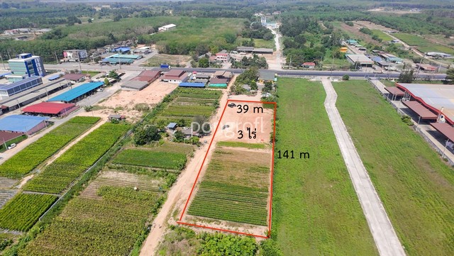 ขายที่ดิน 3 ไร่ ผังรูปสี่เหลี่ยมสวย ปลวกแดง ระยอง ใกล้ถนนหลัก 3191 เพียง 50 เมตร